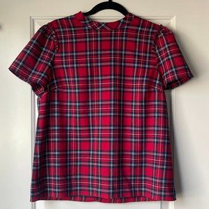 NWT Draper James Size M Plaid Blouse with Bow Detail